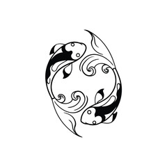 Koi Fish in Swirling Abstract Motion vector illustration