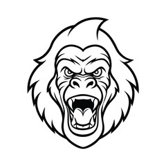 Gorilla Head in Brutal Dynamic Sketch Style vector illustration
