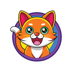 Cheerful Cat with Bright and Playful Colors vector illustration