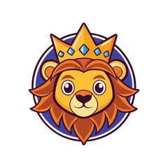 Royal Lion with Crown in Regal Crest Design vector illustration