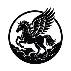 Pegasus Soaring Gracefully Above the Clouds vector illustration
