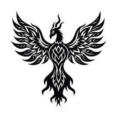 Phoenix Bird Formed with Flame Pattern Wings vector illustration