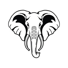 Elephant with Soft Curves in Single Line Art vector illustration