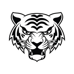 Tiger Face with Dominant Expression and Intense Eyes vector illustration