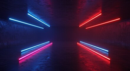 Abstract Neon Glowing Tunnel Background with Futuristic Design and Texture