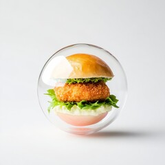 Burger in a Bubble Conceptual Food Art, Unique , Isolated
