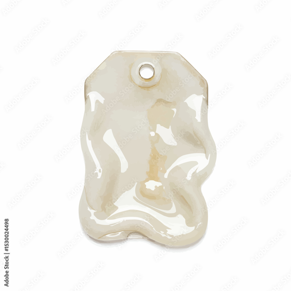 Poster abstract icon of a glossy, irregular shape in soft cream color