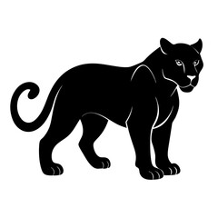 Sleek Panther Silhouette Vector Illustration on White Background for Graphic Design and Creative Projects