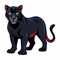 Panther Vector Illustration on White Background with CMYK Colors Featuring Helvetica and Courier Fonts for Professional