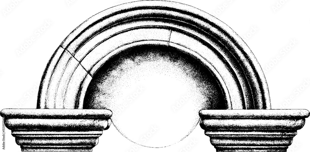 Poster romanesque rounded portal with simple tympanum design for architecture references
