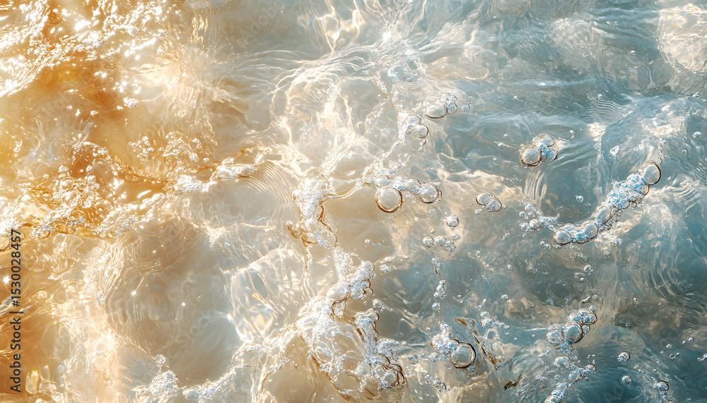 Poster abstract summer banner background transparent beige clear water surface texture with ripples and spl