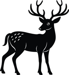 Majestic Deer Silhouette Elegant Black and White Wildlife Illustration
