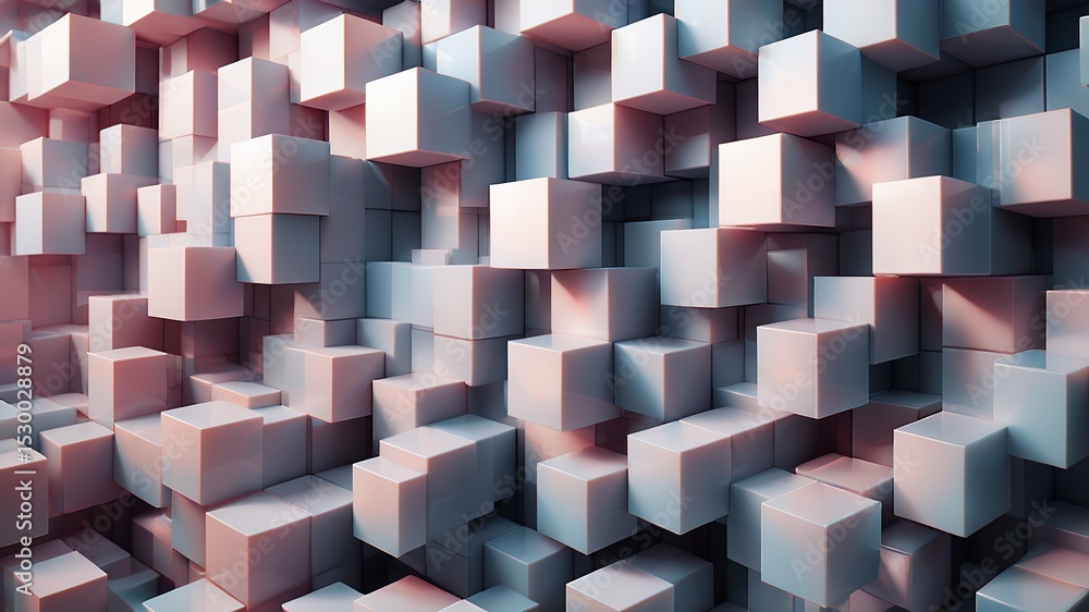 Poster a dense arrangement of light colored cubes creating a textured and abstract background design