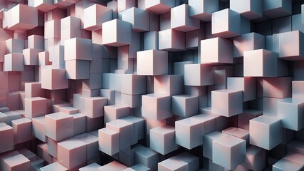 A dense arrangement of light colored cubes creating a textured and abstract background design
