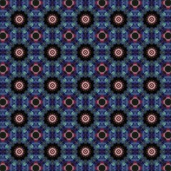 floral kaleidoscope of blue and pink blossoms in a symmetrical pattern Seamless pattern