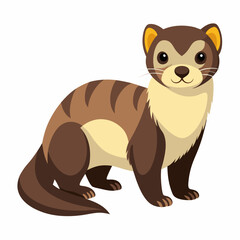 Detailed Vector Illustration of a Ferret Standing on a Plain White Background Ideal for Design Projects