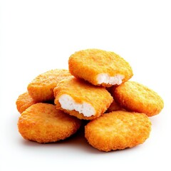 Pile of Golden Fried Fish Cakes with Bite Mark, seafood , appetizers