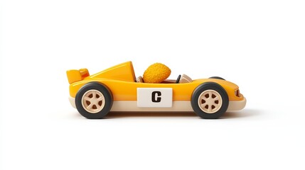 Toy Yellow Race Car with C and Nugget Driver,Play ,Childhood