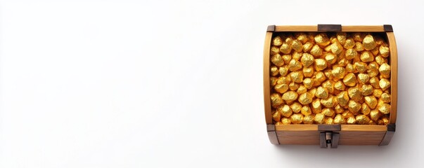 Treasure Chest Overflowing with Gold Nuggets, Wealth , Fortune