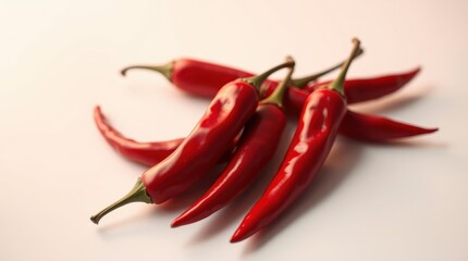 Vibrant Red Chili Peppers on White Background