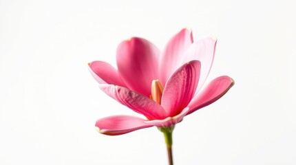 Fototapeta premium Delicate Pink Flower with Detailed Petals and White Background