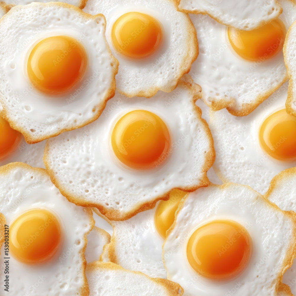 Poster seamless background this design showcases a captivating pattern of fried eggs, each with distinct te