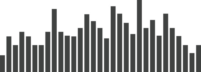 Black sound waves. Abstract music wave, radio signal frequency and digital voice visualisation. Tune equalizer vector icon. Monochrome volume audio lines, soundwaves rhythm isolated on white backgroun