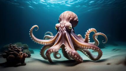 Obraz premium octopus underwater on the seabed