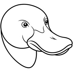 Line Art Illustration of a Platypus Head on White Background