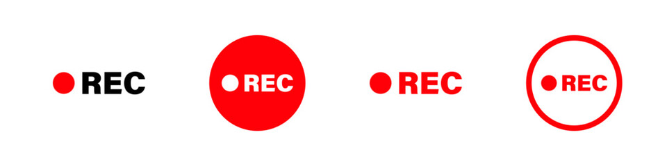 Recording vector icons. Video recording symbol. Rec icon set. EPS 10