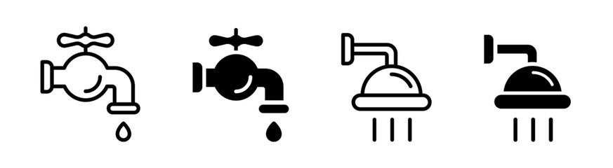 Water tap icons. Faucet icon set. Tap vector icons. EPS 10