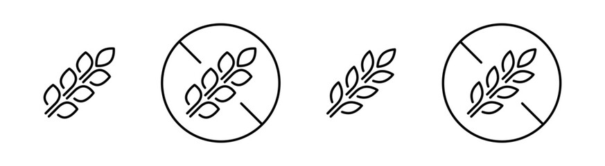Grain vector icons. Wheat ear icon collection. Gluten symbol. Vector