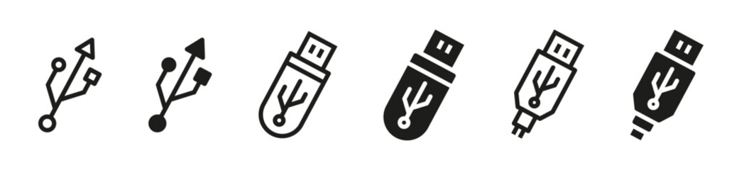 USB vector icons. USB icon set. Universal Serial Bus. Vector EPS 10