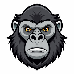 Detailed Gorilla Head Design with a Direct Front Facing View on a Clean White Background for