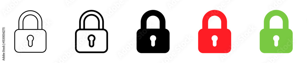 Poster lock icon collection set locked icon symbol unlocked sign , security icon . open and closed padlock 