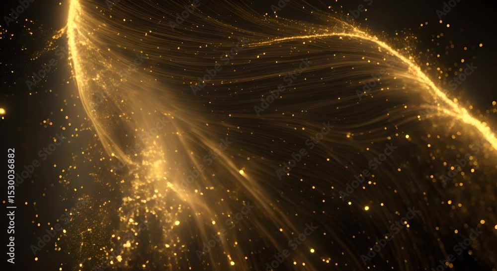 Wall mural gold particle motion in a black background ultra slow motion studio shot 4k
