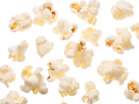 Butterfly or snowflake popcorn, an irregular shaped puffed corn kernels, isolated png