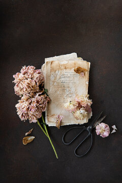 Peonies dried and letters 