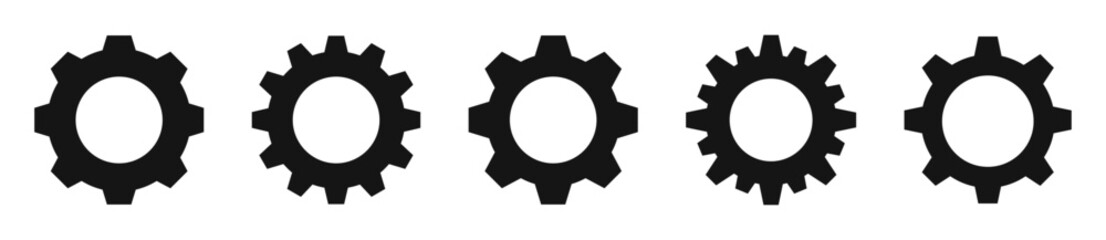 Gear vector icons. Gear wheel icon set. Gear icon set. Settings, configuration concept icons. Gear settings. Cogwheel icon collection. Vector EPS 10