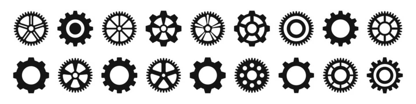Gear icon set. Gear vector icon. Cogwheel icon collection. Settings, configuration concept icons. Vector EPS 10
