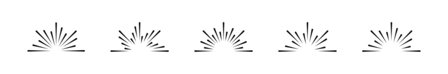 Radial sunburst vector elements. Sunburst element icons. Starburst icon set. Radial rays. Vector graphic EPS 10
