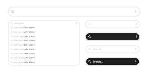 Browser window mockup. Empty browser window. Empty web page mockup. Search bars. Search bar. Tool bar.