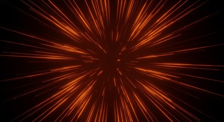 Abstract Orange Radial Lights Background Glowing Burst Pattern Design