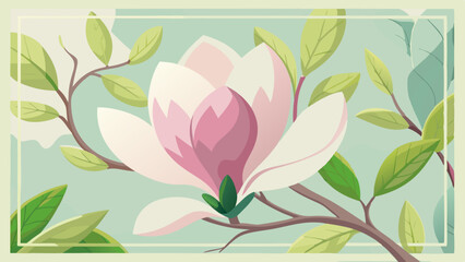 Elegant spring floral background with lovely magnolia blossoms creating a serene and beautiful nature inspired design