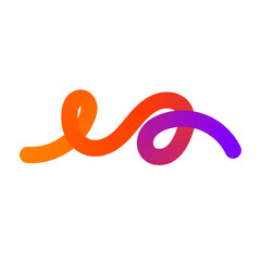 Abstract gradient wave pattern with wavy 3D shapes and geometric squiggles. Modern doodle design with colorful ribbon elements. Flat vector illustration isolated on white background.