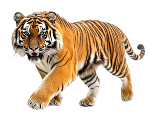Obraz premium Tiger walking gracefully in nature animal wildlife environment isolated on transparent background