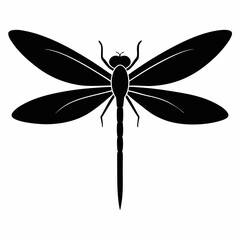 Elegant Dragonfly Silhouette Vector Design with a Clean White Background for Creative Projects and Designs