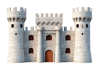 Majestic fortress display enchanted kingdom 3d fantasy environment aerial isolated on transparent background