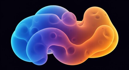 Abstract Organic Fluid Shape in Blue Orange Gradient on Black Background