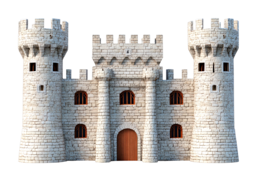 Majestic fortress display enchanted kingdom 3d fantasy environment aerial isolated on transparent background